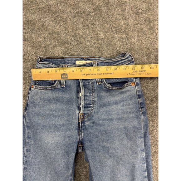 Levi's Wedgie Straight Jeans Womens 25x28 Light Blue High Rise Button Fly Denim - Picture 4 of 10